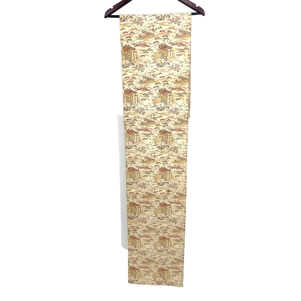 Japanese Vintage Fukuro Obi Belt Kimono Fabric Silk Traditional Scenery Sakura
